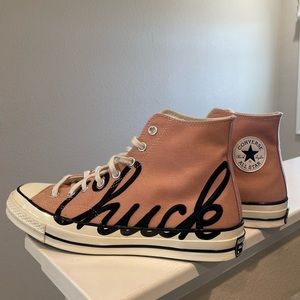 Converse Chuck 70 High Scripted Signature Print - Rose Gold Pink Size 10M/12W